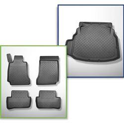 Készlet: TPE autószőnyegek + csomagtértálca a következő autótípushoz: Mercedes-Benz C osztály W204 Limuzin (04.2007-02.2014) - Aristar - Guardliner - hátsó ülések nem fektethetőek