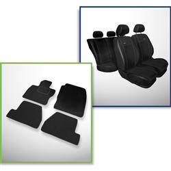 Set: velúr autószőnyegek + méretre vart Auto-Kekor autó üléshuzat a következő autótípushoz: Ford Focus III Hatchback, Kombi, Szedán (2011-2018) – Premium fekete