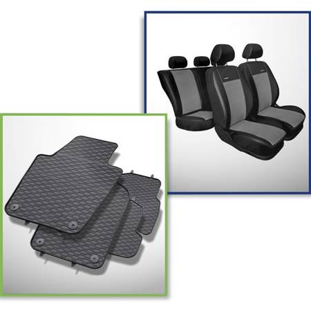 Készlet: autó gumiszőnyeg + méretre vart üléshuzat a következő autótípushoz: Seat Ibiza IV 6J Hatchback, SportCoupé, Kombi (2008-2017) - Premium